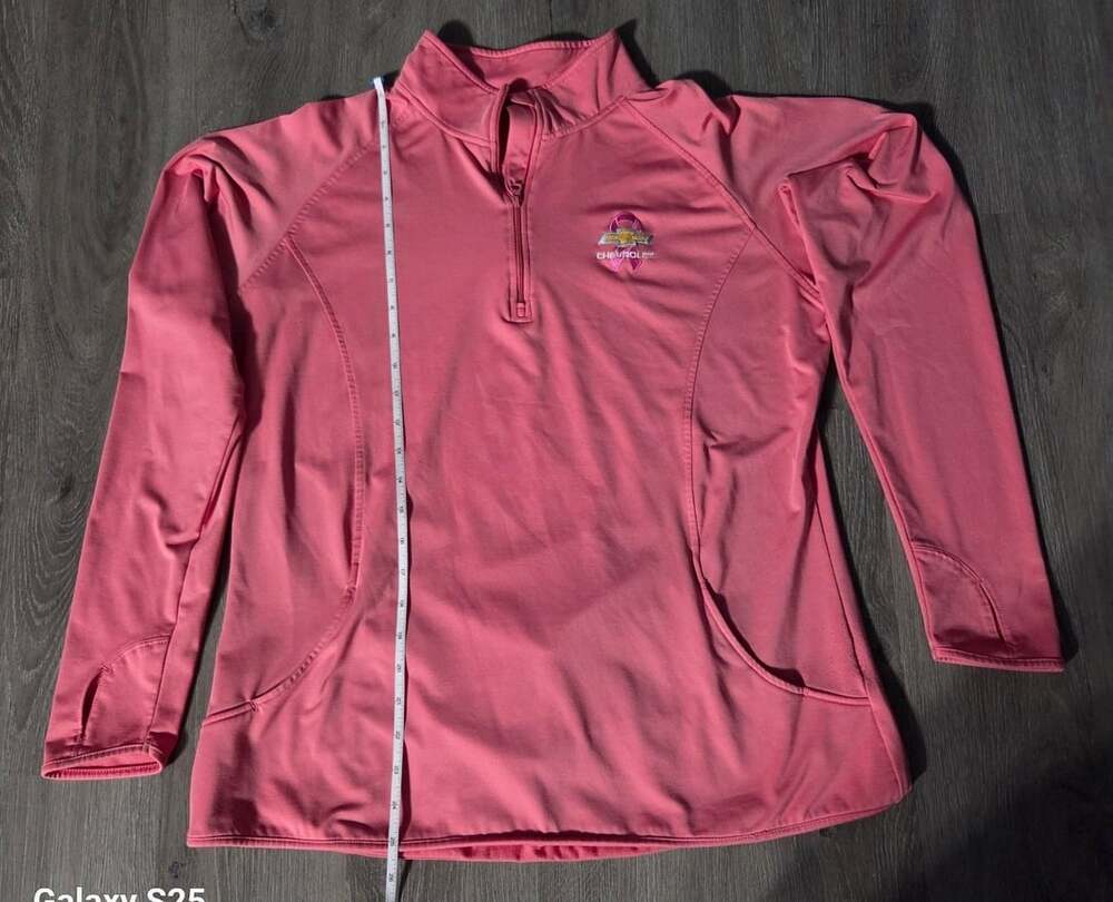 Sport-Tek Quarter-Zip Pullover Size L Pink Chevrolet Breast Cancer Awareness